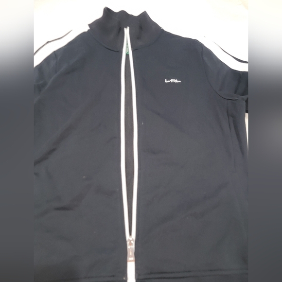 Lauren Ralph Lauren Black Zip Up Sweater with Sporty Stripes - Picture 5 of 10